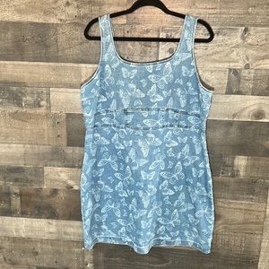 New Cute No Boundaries Denim Dress with White Butterflies